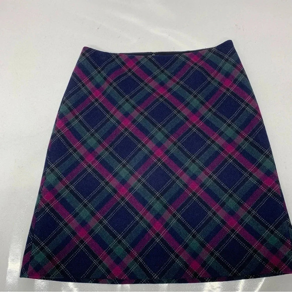 Talbots Plaid Skirt Size 4  Wool Purple Blue Lined Above Knee Preppy School Work - Picture 4 of 9
